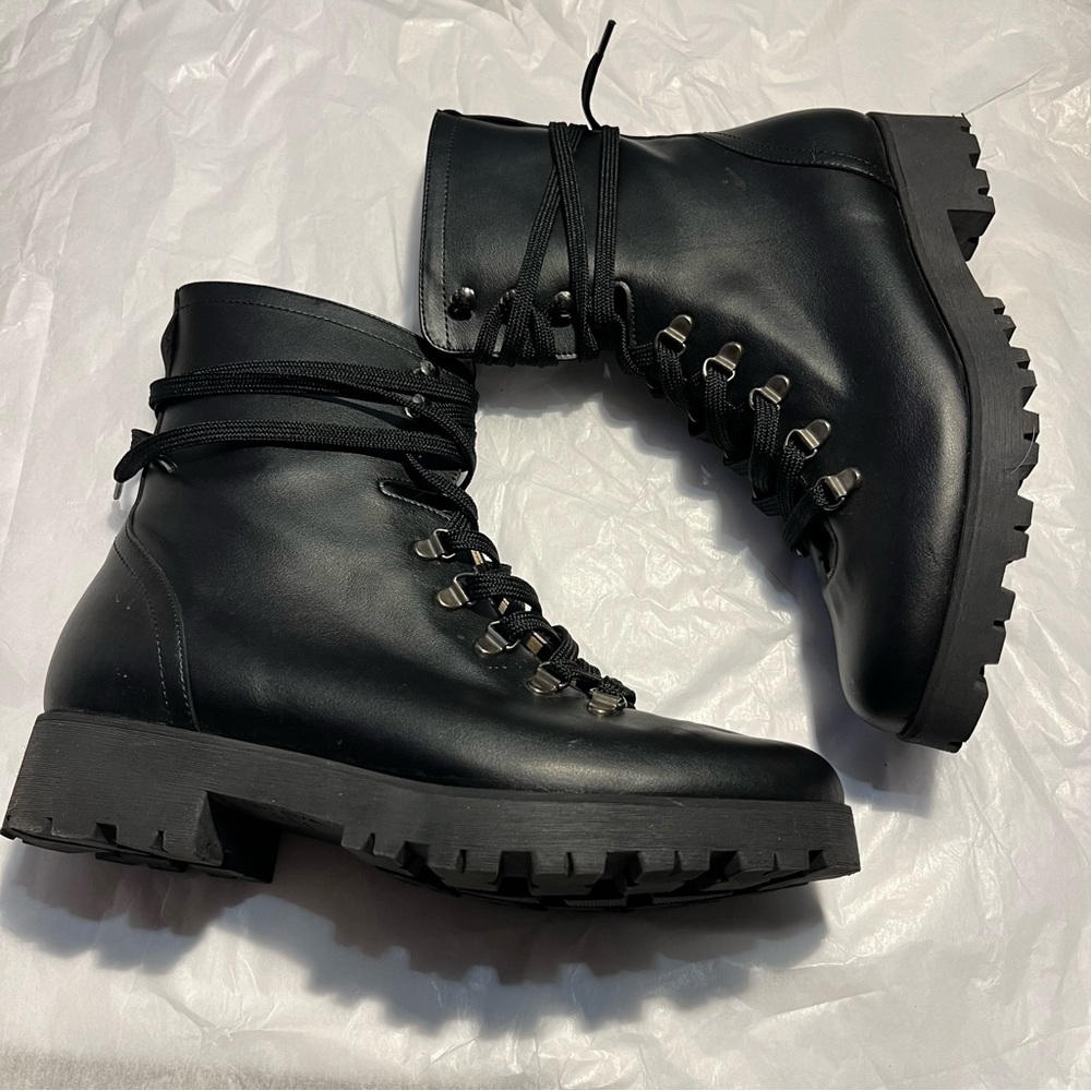 BHAVA Rally Combat Boot Black Vegan Leather 39